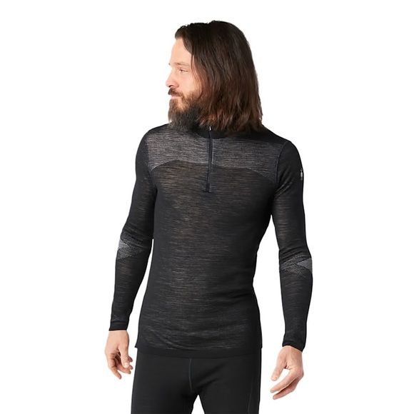 Smartwool Intraknit Thermal Merino Base Layer 1/4 Zip Black Heather Grey Mens XL - Picture 1 of 11